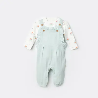 Bibaby Organik Salopet Tulum Pretty Ears Bunny Mint