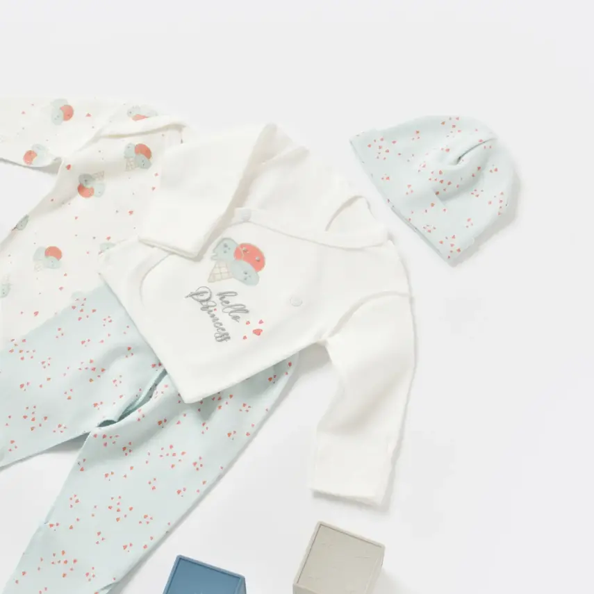 Bibaby Organik Zıbın Takımı Pretty Ears Bunny Prematüre Mint - Ekru - 7