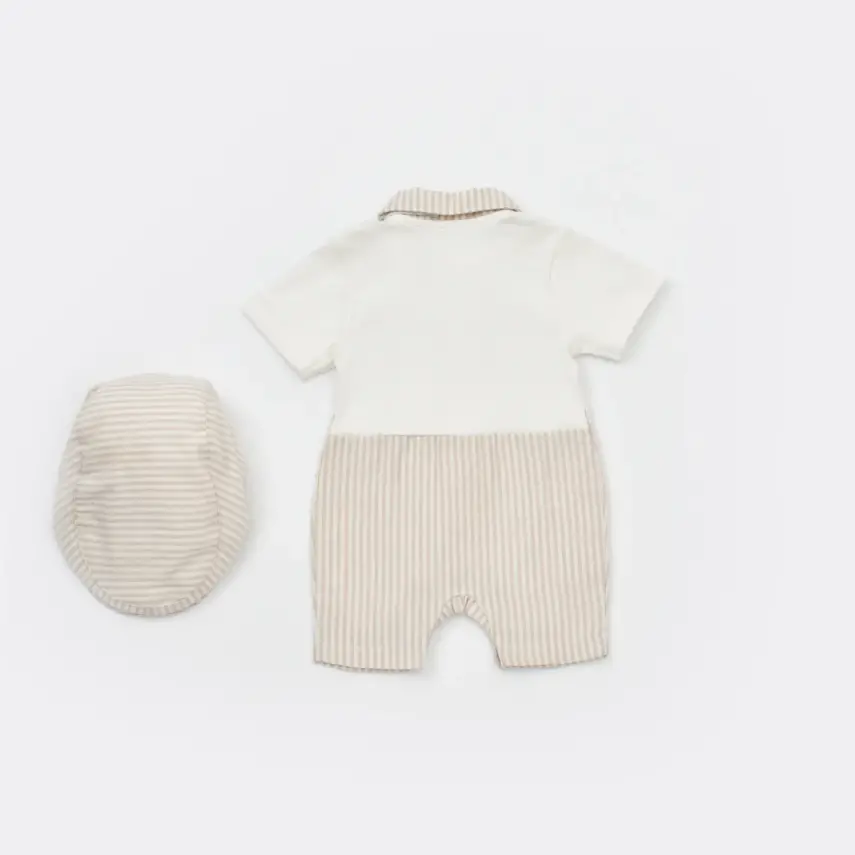 Bibaby Salopet Şortlu Royal Kasketli Bej - 10