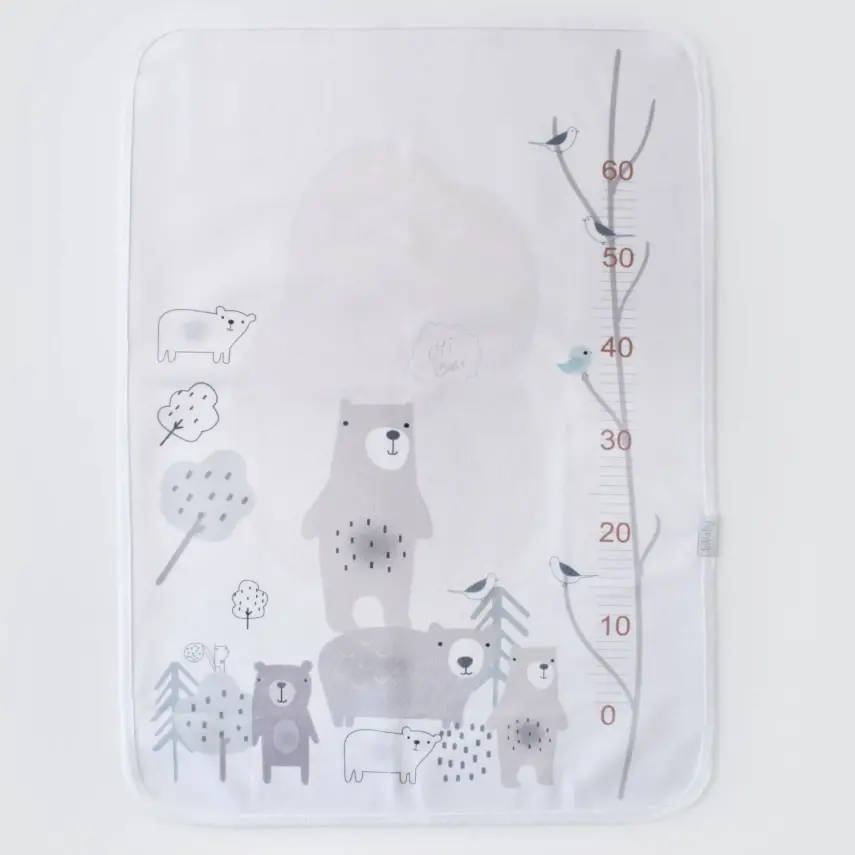 Bibaby Unisex Alt Açma Muşamba Bear Family Ekru - 1