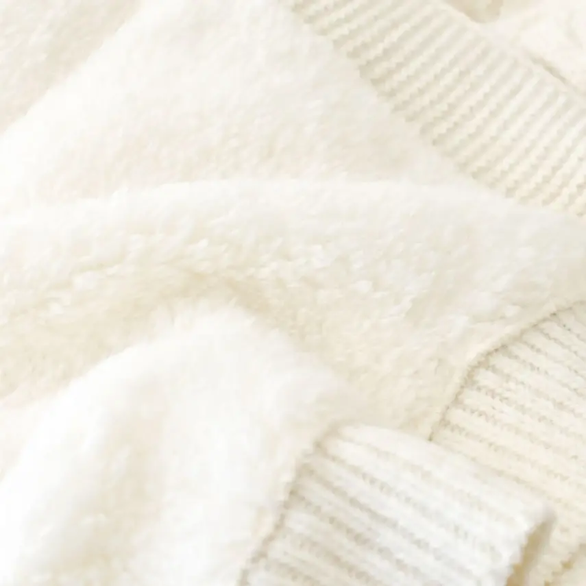 Bibaby Unisex Battaniye Hasır Triko Ekru - 3