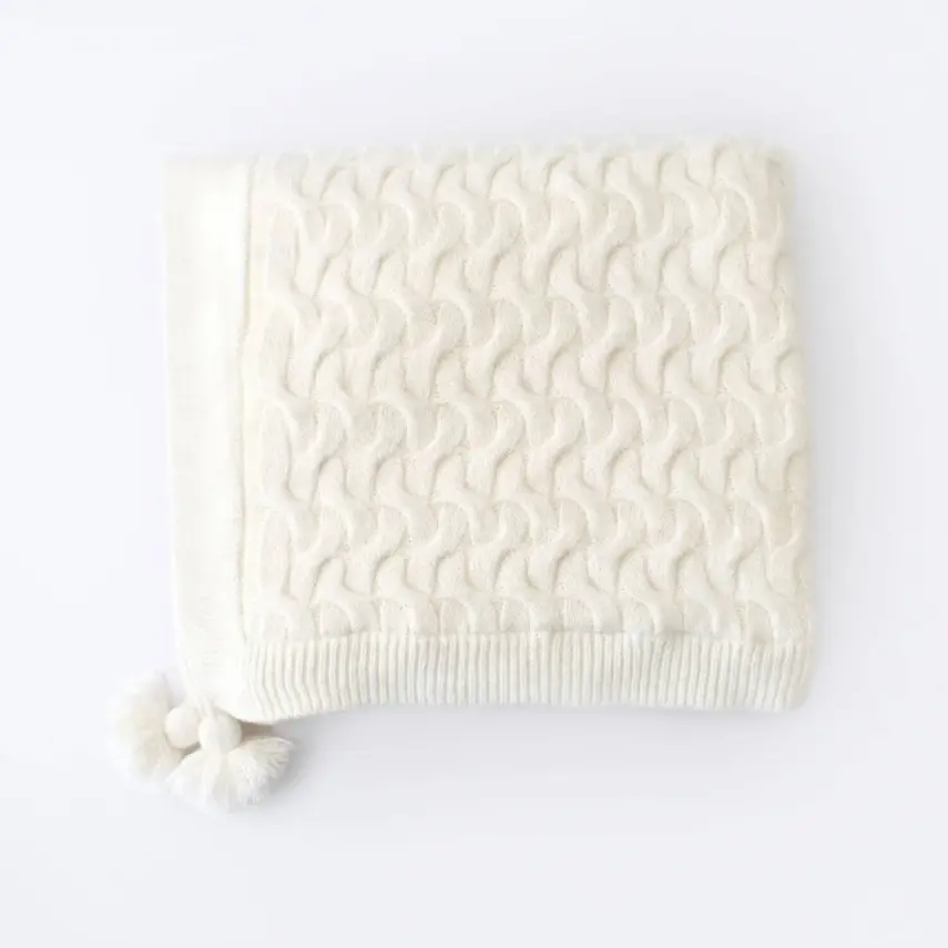 Bibaby Unisex Battaniye Hasır Triko Ekru - 1