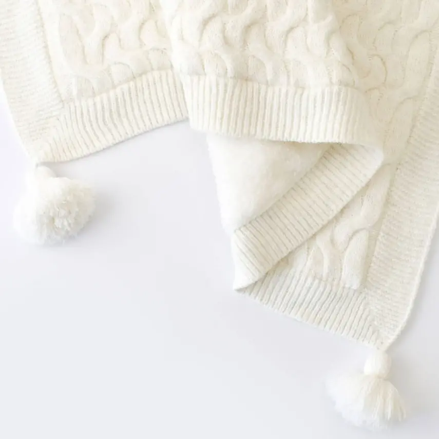 Bibaby Unisex Battaniye Hasır Triko Ekru - 2