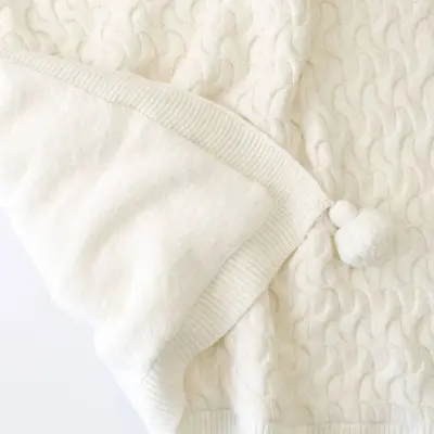 Bibaby Unisex Battaniye Hasır Triko Ekru - 7