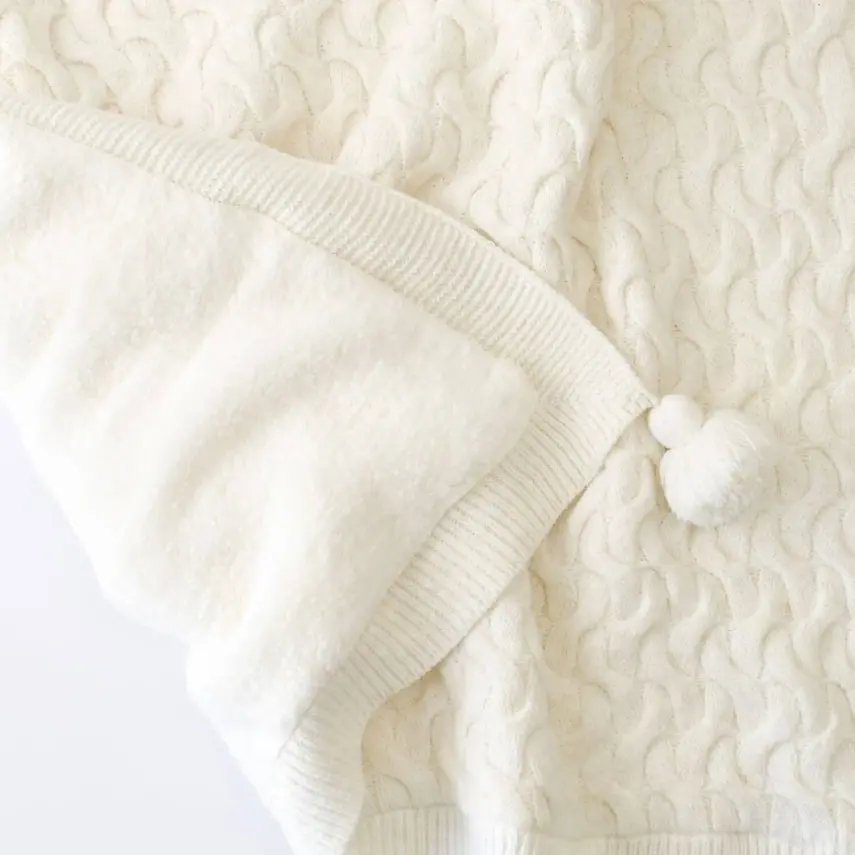 Bibaby Unisex Battaniye Hasır Triko Ekru - 7