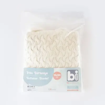 Bibaby Unisex Battaniye Hasır Triko Ekru - 8