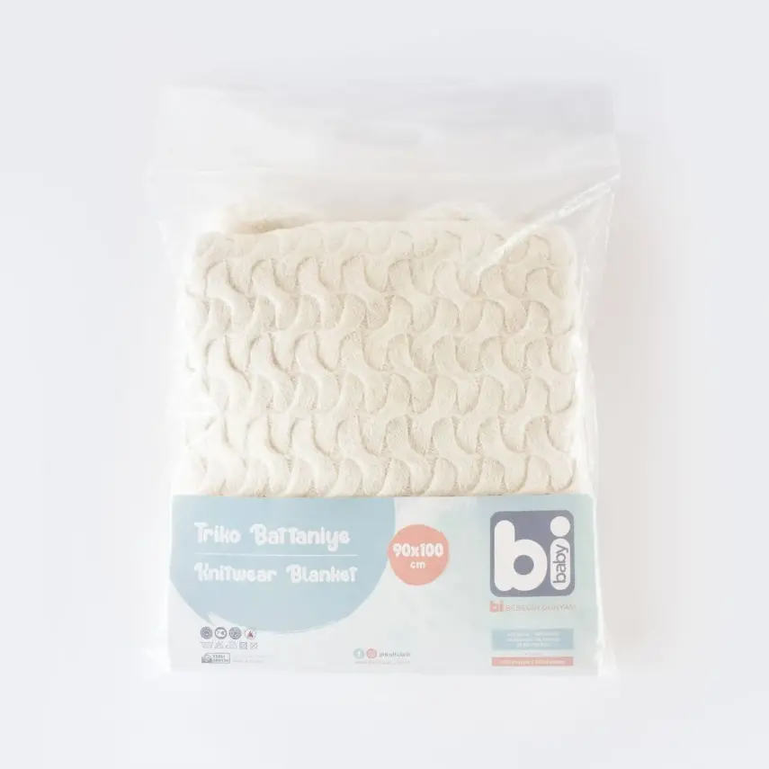 Bibaby Unisex Battaniye Hasır Triko Ekru - 8