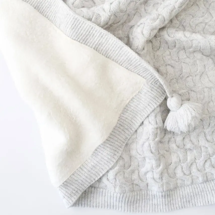 Bibaby Unisex Battaniye Hasır Triko Gri - 6