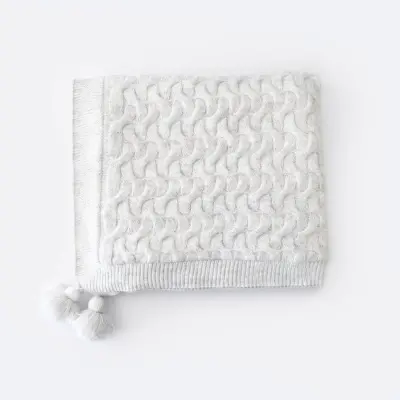 Bibaby Unisex Battaniye Hasır Triko Gri