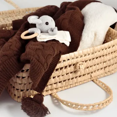 Bibaby Unisex Battaniye Hasır Triko Kahverengi - 6