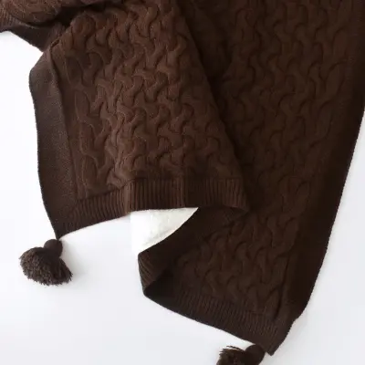 Bibaby Unisex Battaniye Hasır Triko Kahverengi - 8