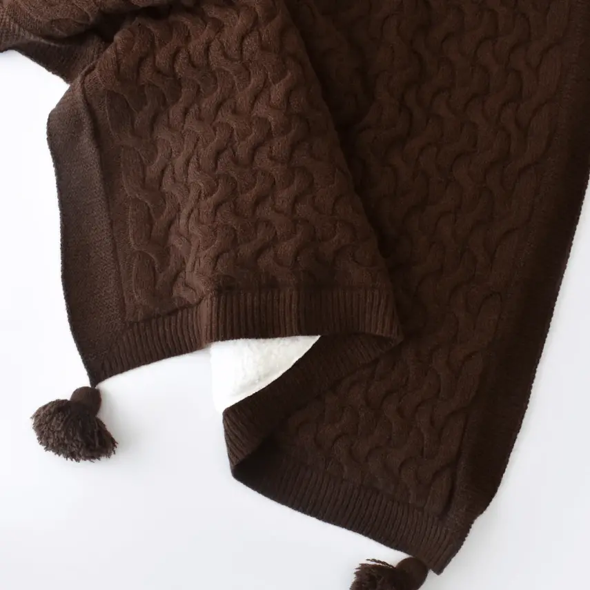 Bibaby Unisex Battaniye Hasır Triko Kahverengi - 8