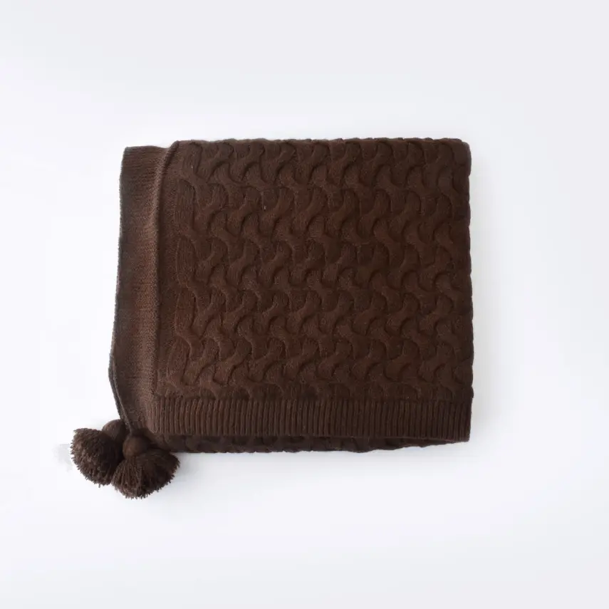 Bibaby Unisex Battaniye Hasır Triko Kahverengi - 1