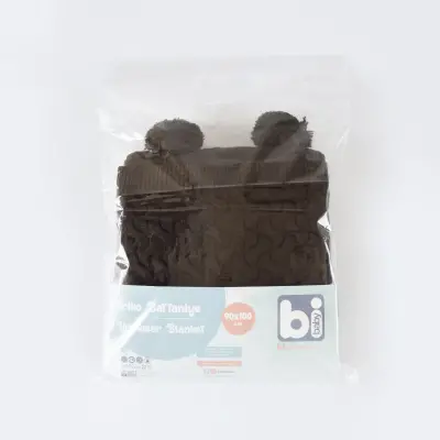 Bibaby Unisex Battaniye Hasır Triko Kahverengi - 9