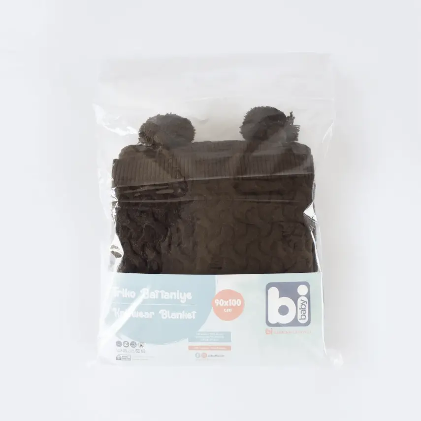 Bibaby Unisex Battaniye Hasır Triko Kahverengi - 9