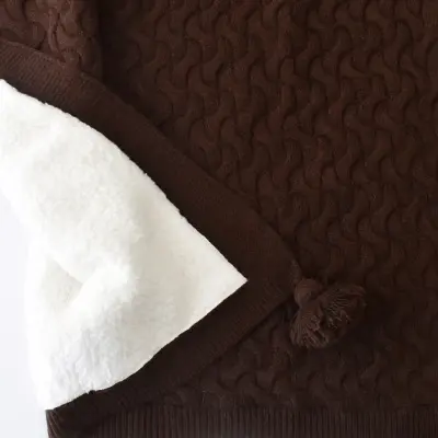 Bibaby Unisex Battaniye Hasır Triko Kahverengi - 4