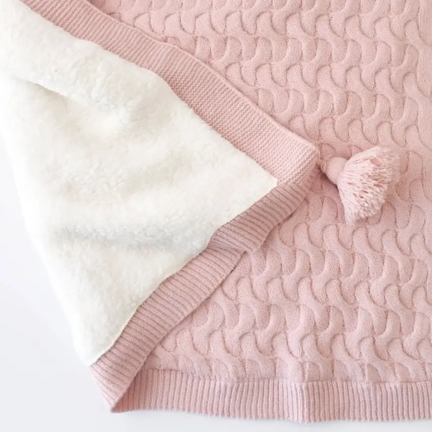 Bibaby Unisex Battaniye Hasır Triko Pembe - 2