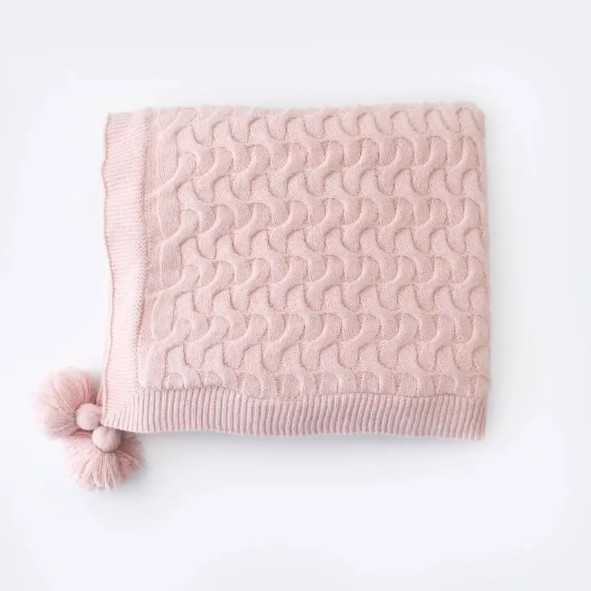 Bibaby Unisex Battaniye Hasır Triko Pembe - 1