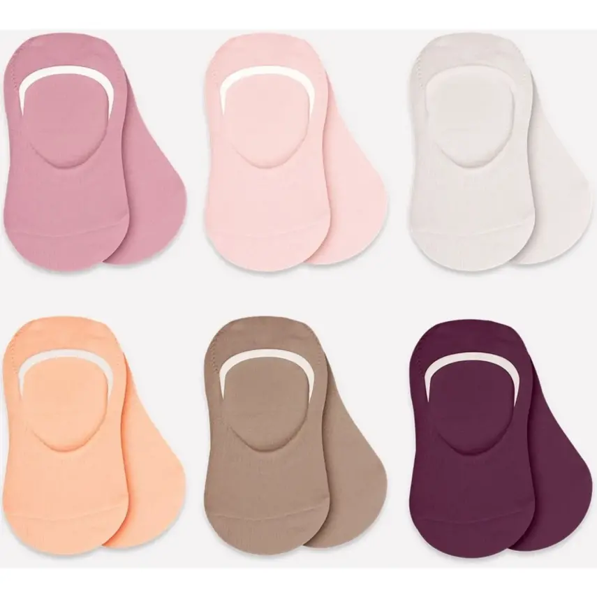 Bibaby Unisex Çorap Babet 6lı Silikonlu Gül Kurusu - 1