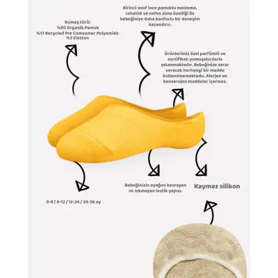 Bibaby Unisex Çorap Babet 6lı Silikonlu Gül Kurusu - 2