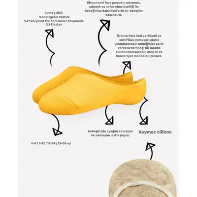 Bibaby Unisex Çorap Babet Silikonlu Bistyle 6lı Kiremit - 12