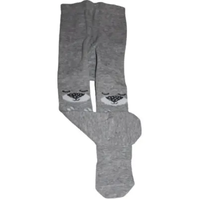 Bibaby Unisex Çorap Külotlu Desenli Gri - Ayı