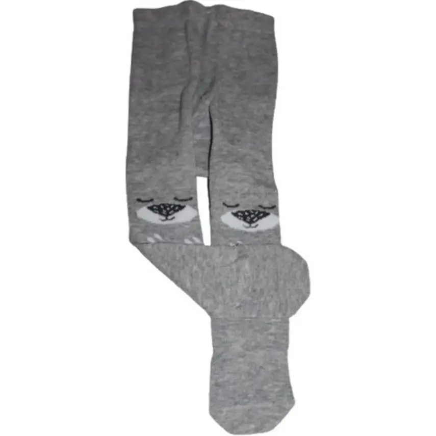 Bibaby Unisex Çorap Külotlu Desenli Gri - Ayı - 1