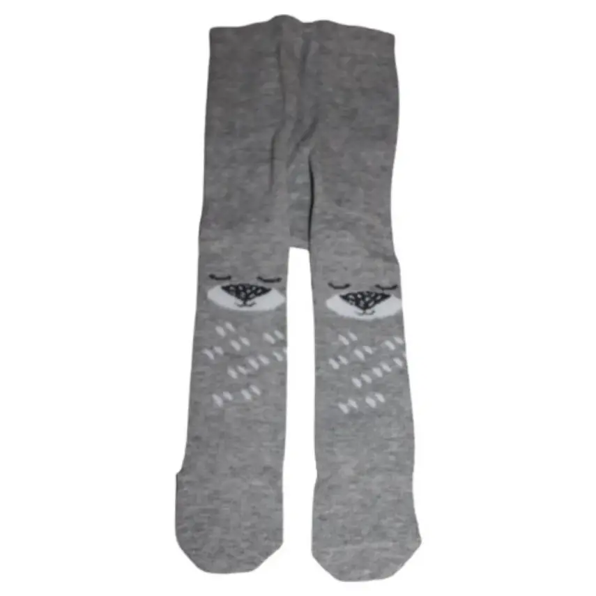 Bibaby Unisex Çorap Külotlu Desenli Gri - Ayı - 6