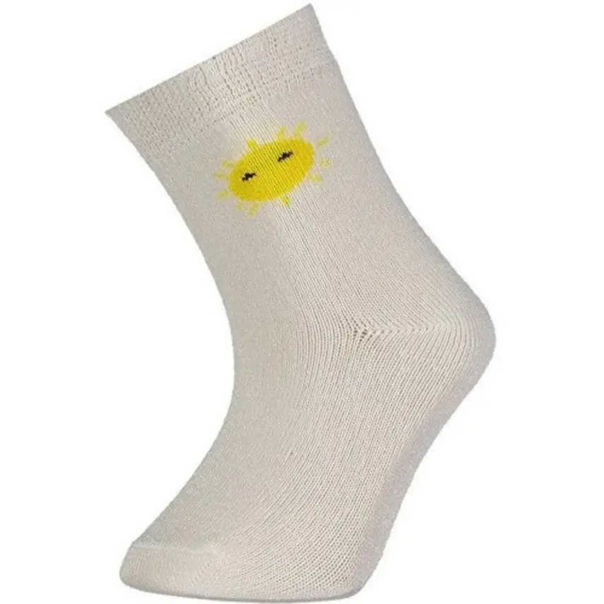 Bibaby Unisex Çorap Soket 2li Desenli Bamboo Sarı - Ekru - 3