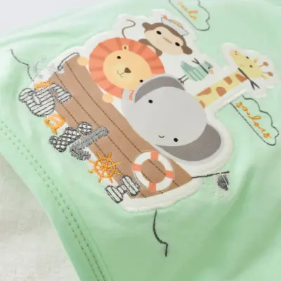 Bibaby Unisex Havlu Animals On Board Ekru - Yeşil - 2