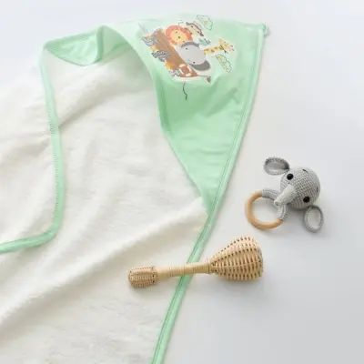 Bibaby Unisex Havlu Animals On Board Ekru - Yeşil - 4