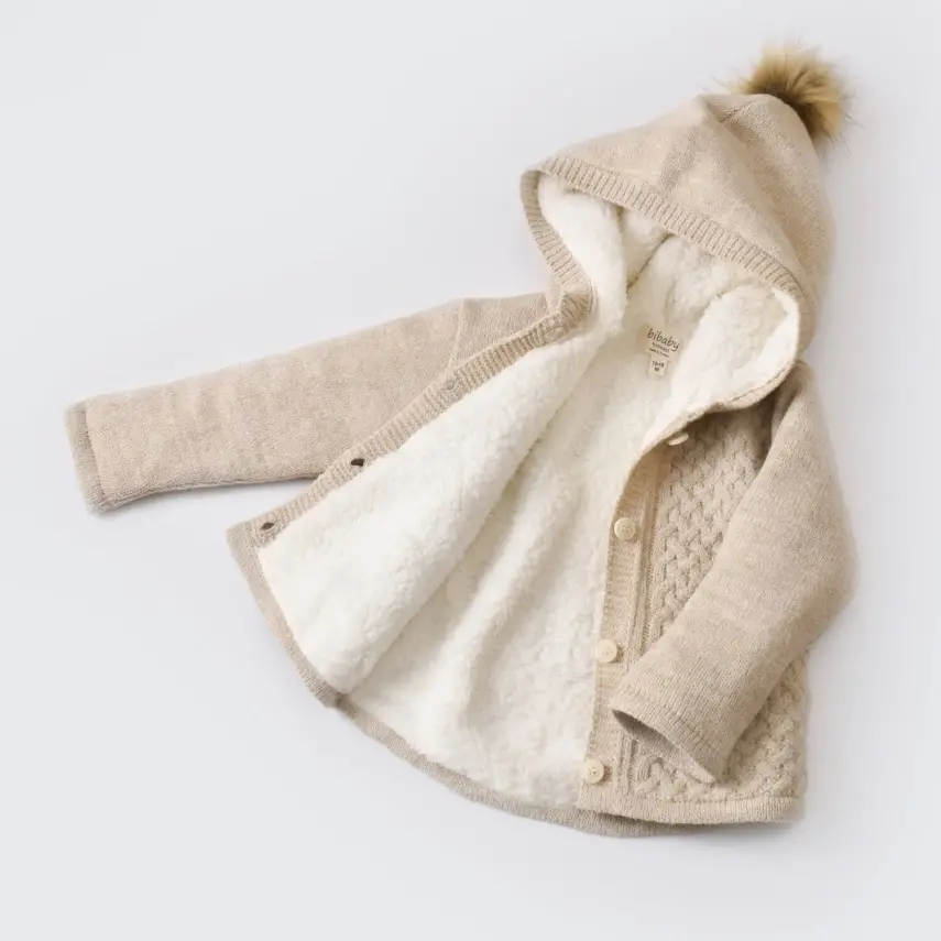 Bibaby Unisex Hırka Cepli Welsoft Triko Bej - 2