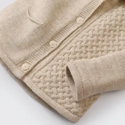 Bibaby Unisex Hırka Cepli Welsoft Triko Bej - 3