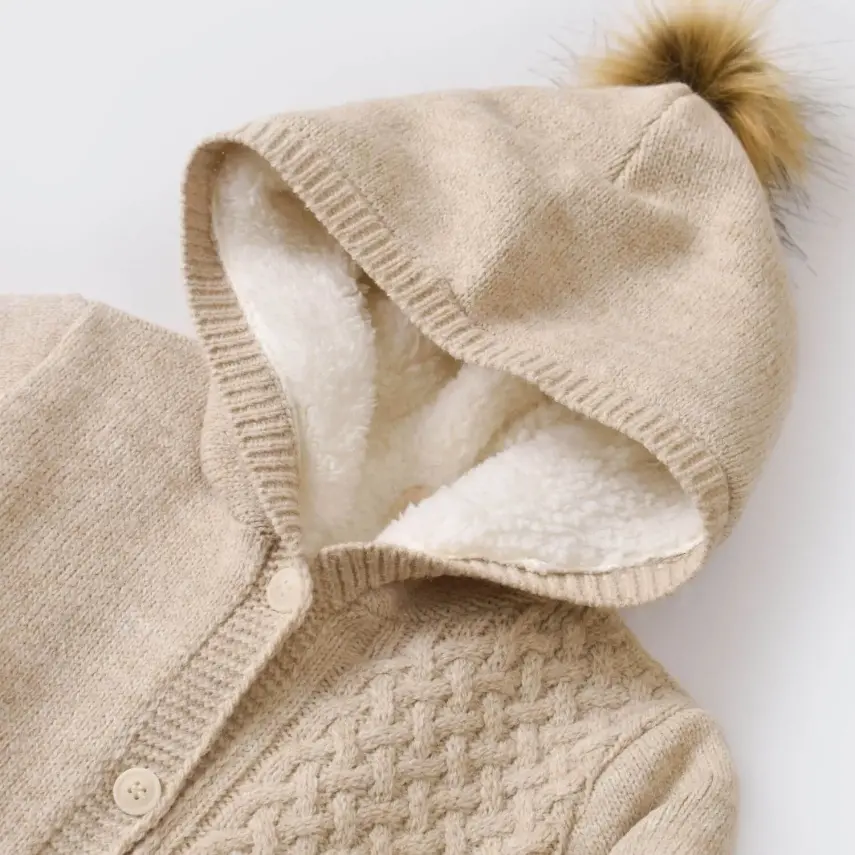 Bibaby Unisex Hırka Cepli Welsoft Triko Bej - 5