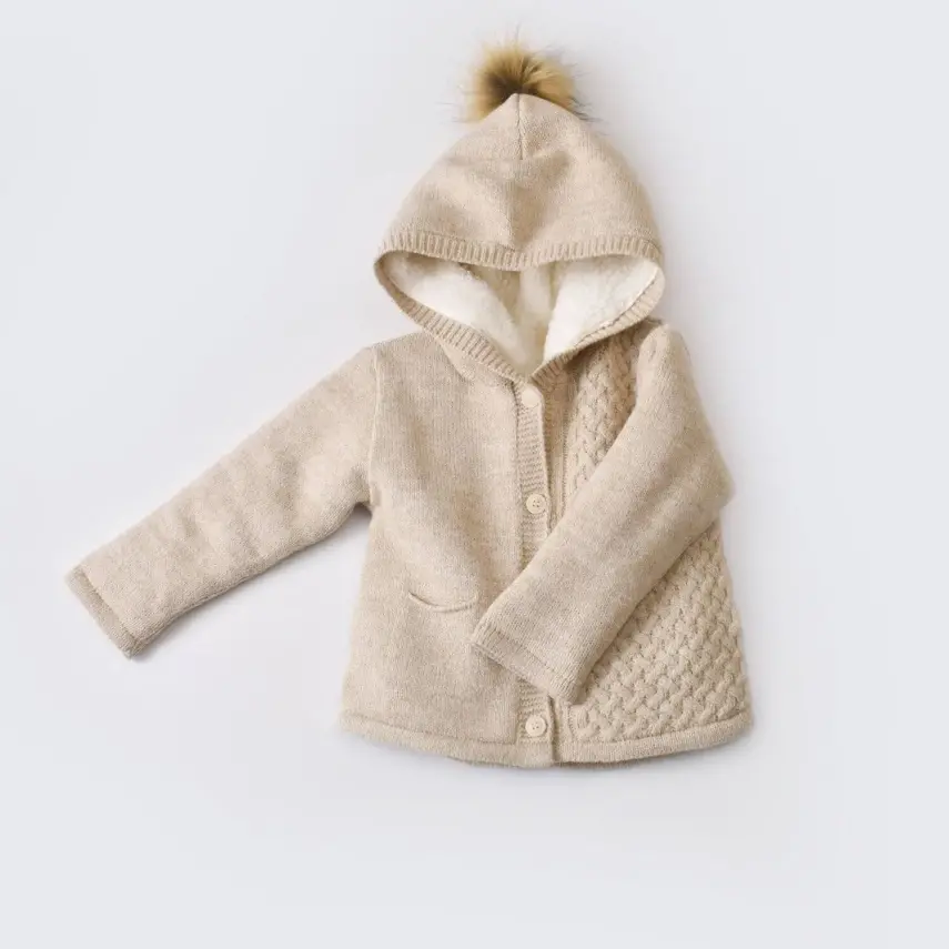 Bibaby Unisex Hırka Cepli Welsoft Triko Bej - 1