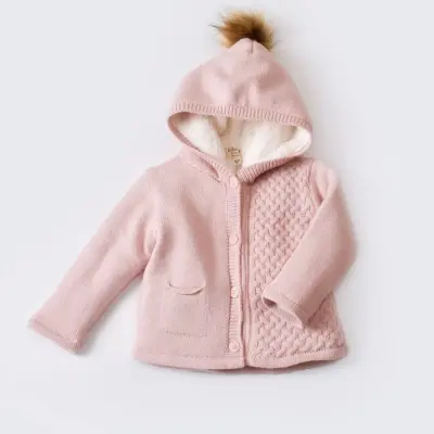 Bibaby Unisex Hırka Cepli Welsoft Triko Pembe 