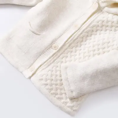 Bibaby Unisex Hırka Triko Cepli Welsoftlu Ekru - 4