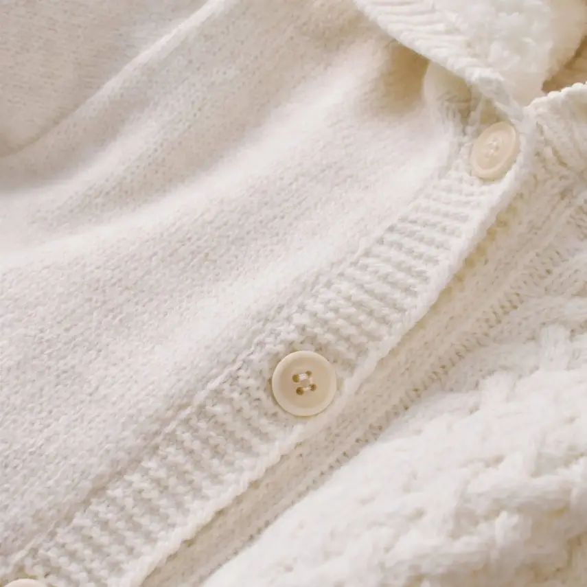 Bibaby Unisex Hırka Triko Cepli Welsoftlu Ekru - 3