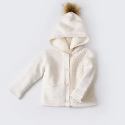 Bibaby Unisex Hırka Triko Cepli Welsoftlu Ekru