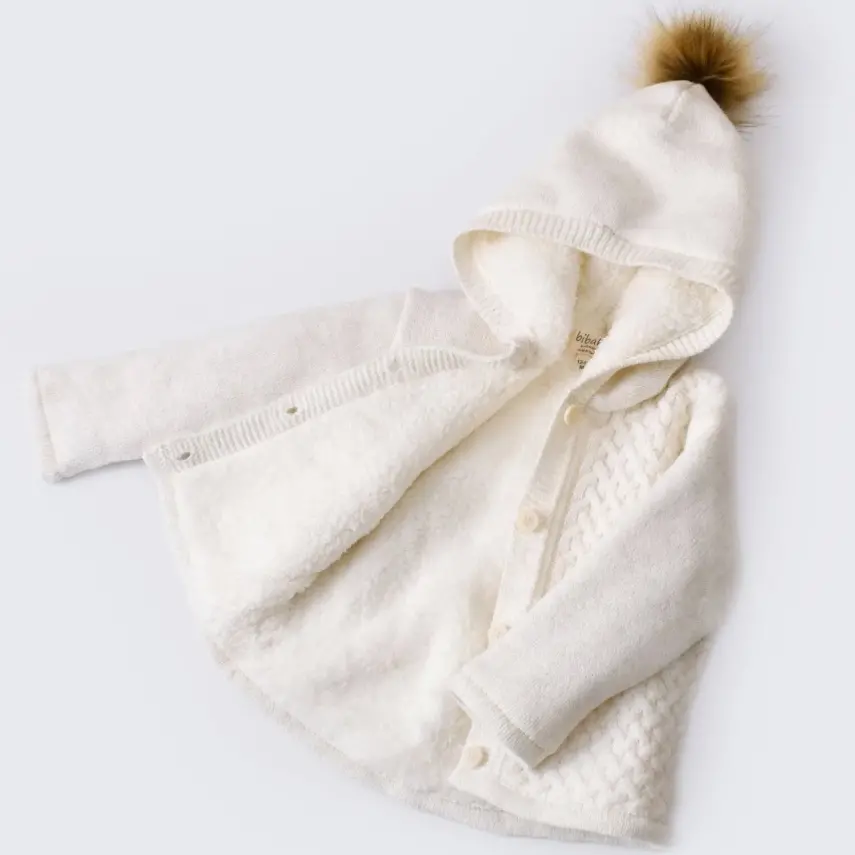 Bibaby Unisex Hırka Triko Cepli Welsoftlu Ekru - 5