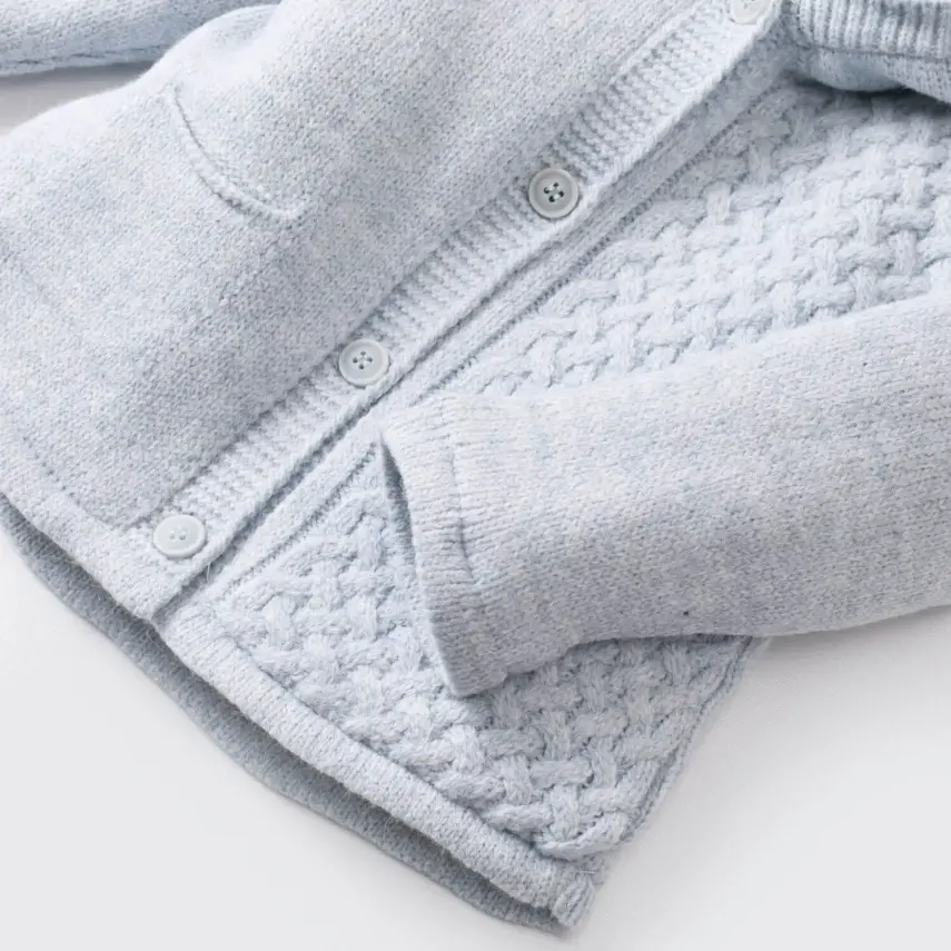 Bibaby Unisex Hırka Triko Cepli Welsoftlu Mavi - 2