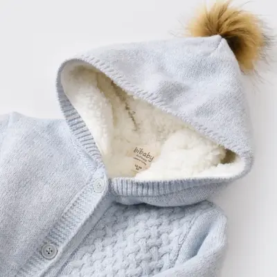 Bibaby Unisex Hırka Triko Cepli Welsoftlu Mavi - 4