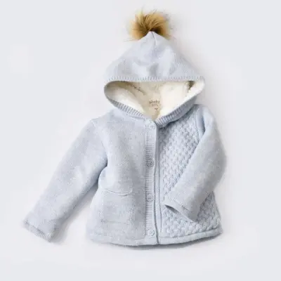 Bibaby Unisex Hırka Triko Cepli Welsoftlu Mavi 