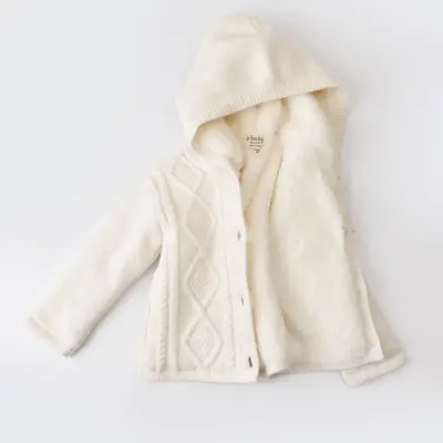 Bibaby Unisex Hırka Triko Desenli Welsoftlu Ekru - 6