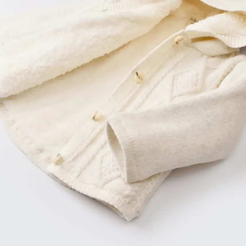 Bibaby Unisex Hırka Triko Desenli Welsoftlu Ekru - 2