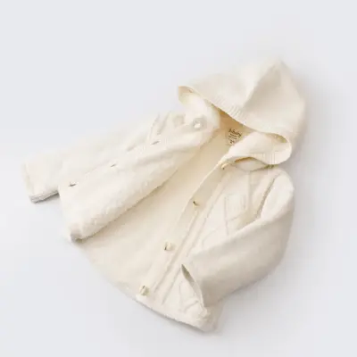 Bibaby Unisex Hırka Triko Desenli Welsoftlu Ekru - 8