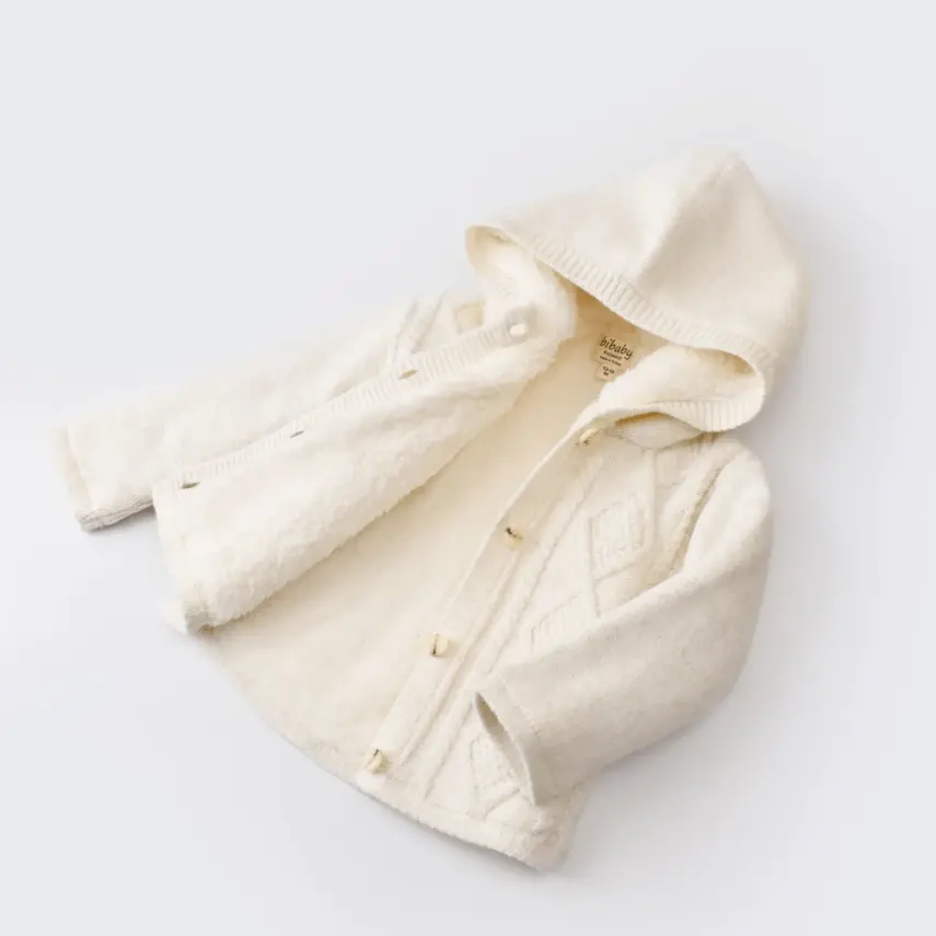 Bibaby Unisex Hırka Triko Desenli Welsoftlu Ekru - 8