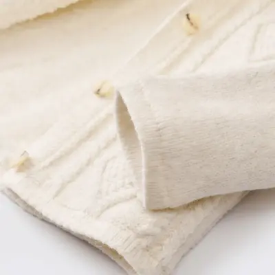 Bibaby Unisex Hırka Triko Desenli Welsoftlu Ekru - 11