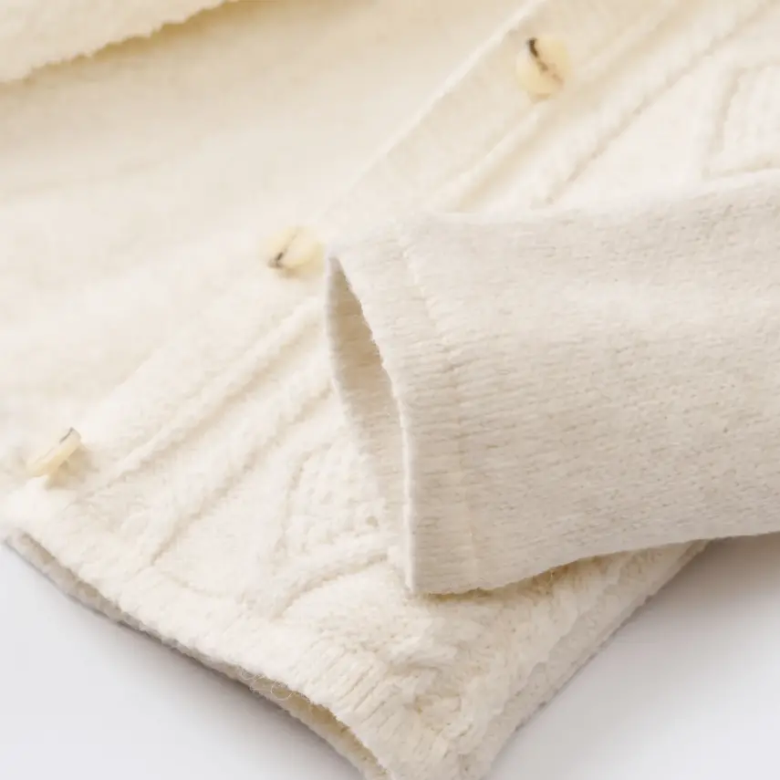 Bibaby Unisex Hırka Triko Desenli Welsoftlu Ekru - 11