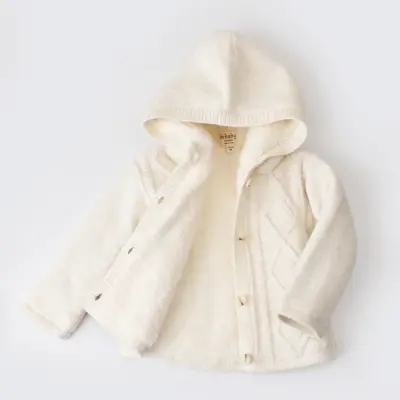 Bibaby Unisex Hırka Triko Desenli Welsoftlu Ekru - 9